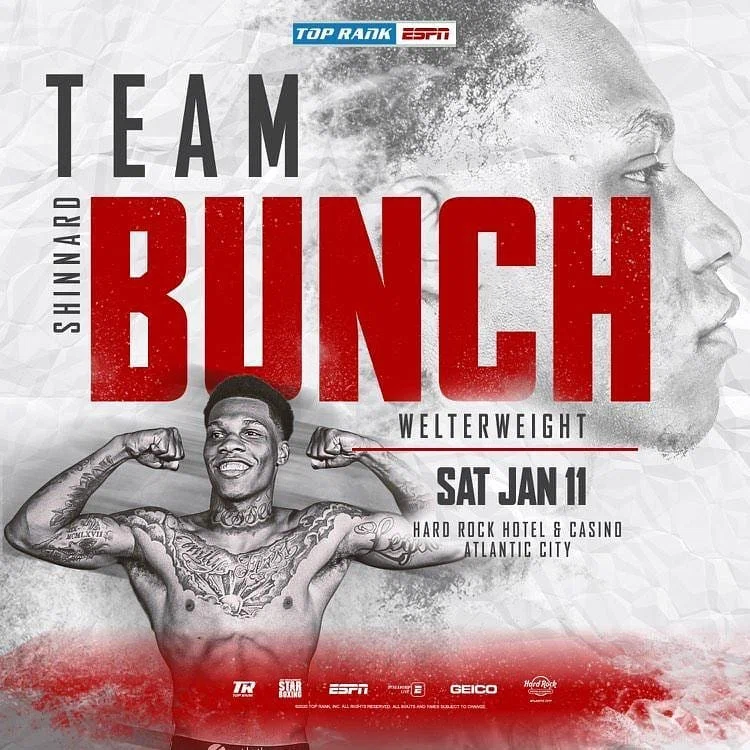 Shinard Bunch Team Bunch Top Rank ESPN Atlantic City fight poster