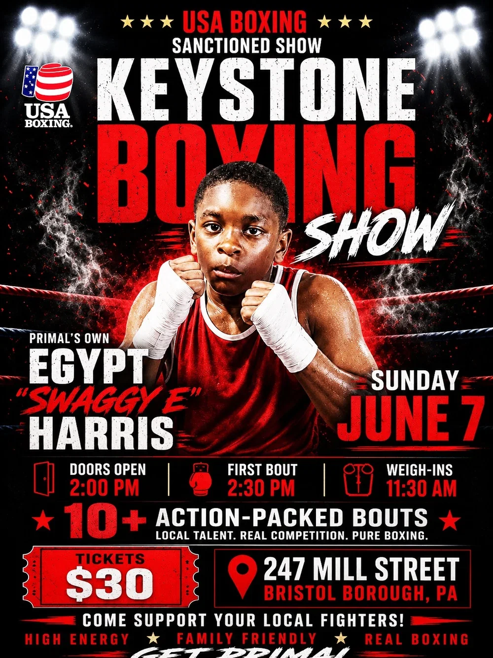 Primal boxer Egypt Swaggy E Harris Keystone Boxing Show poster