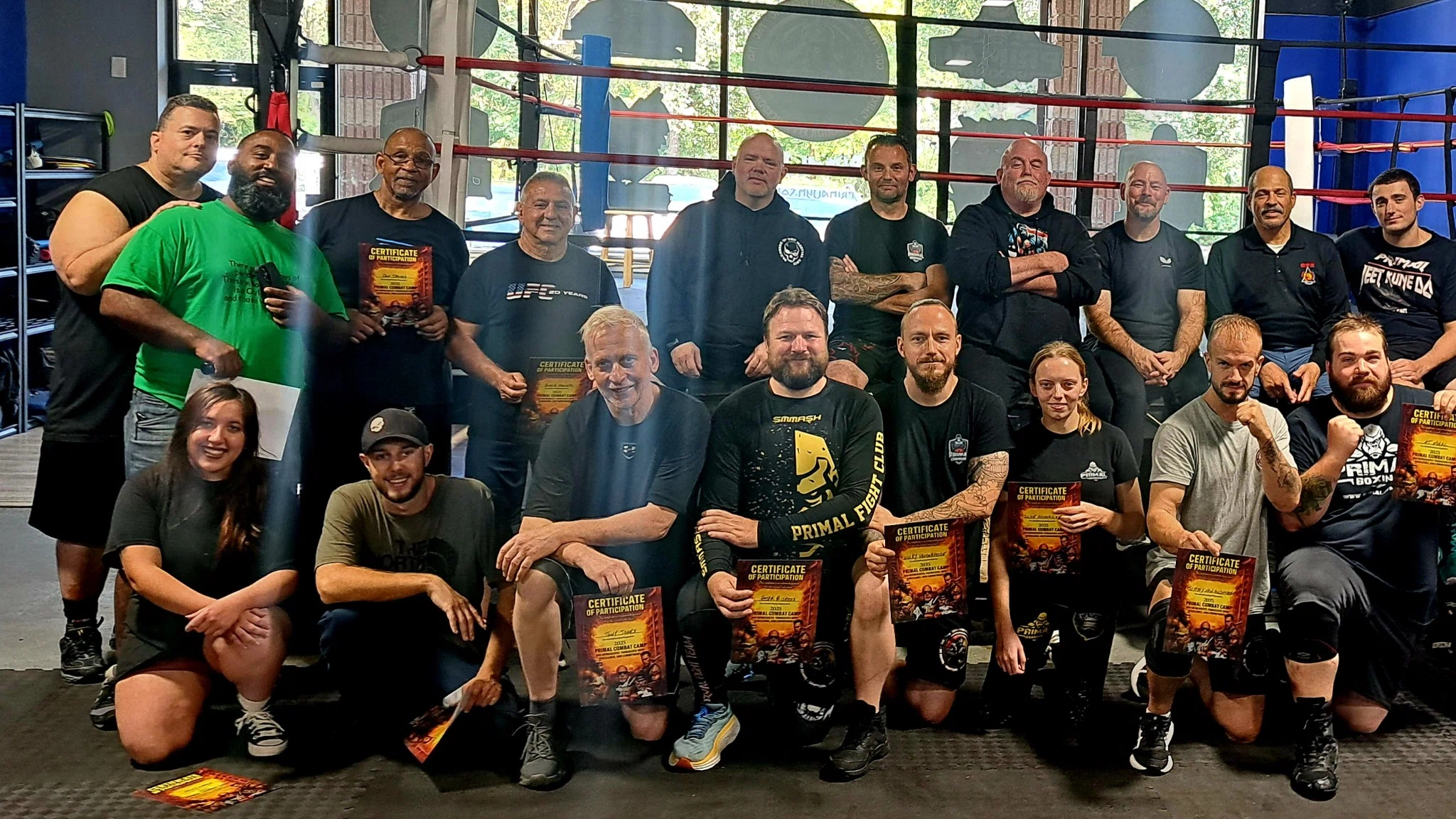Training group photo at Primal Jym with coaches and athletes
